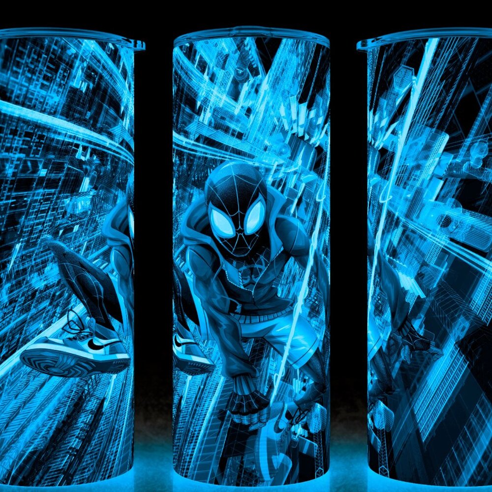 Glow in the Dark Spiderman Miles Morales Superhero Cup Mug Tumbler  20oz